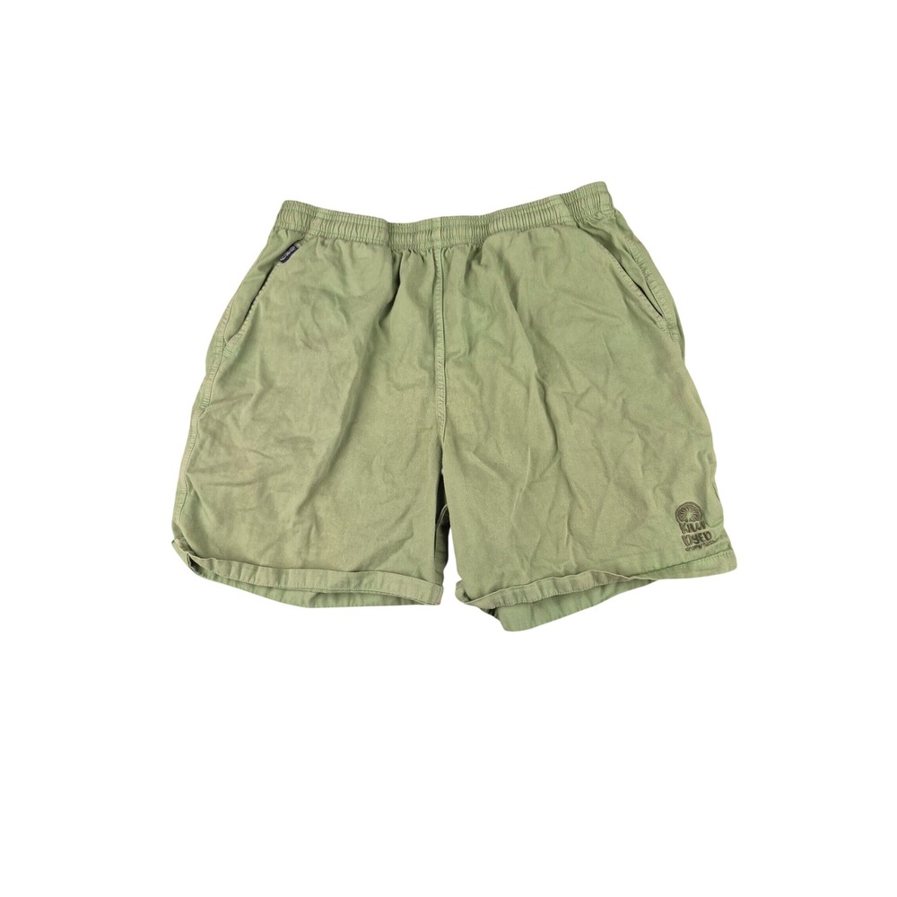 Crazy Shirts Hawaii Kiwi Dyed Green Weave Elastic Waist Shorts Mens Large VTG